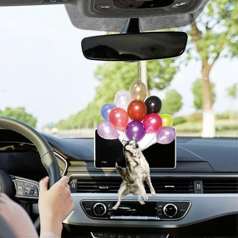 Décoration intérieure de voiture : pendentif personnalisé représentant un chien volant et des bulles, à suspendre à un sac à dos. Ornement pour sac à dos.