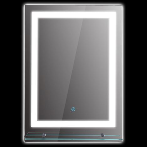 Runder LED-Badezimmerspiegel Ø 80 cm, Wandmontage, weiß/silber, 3 Farben, 46 W, Touchscreen