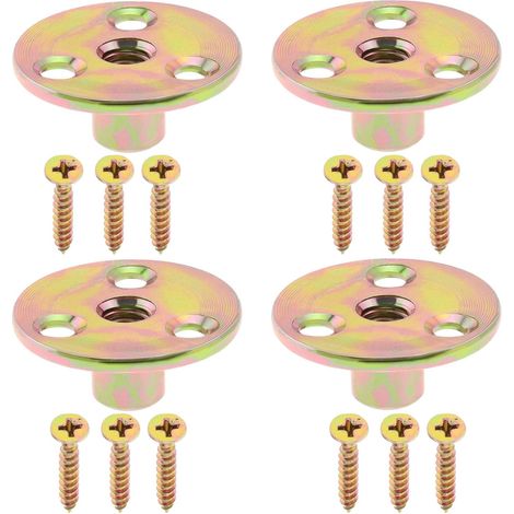 4 Sets Métrique M8 de Kits de Quincaillerie pour Pieds de Meubles Plaques de Montage pour Pieds de Meubles Écrou à 3 Trous en Forme de T pour Canapé Armoire (1/5)