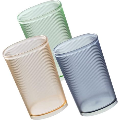 Juego de vasos de almacenamiento - Vasos para enjuague bucal - Organización del baño - Almacenamiento versátil - 3 piezas - Rayas (1/5)