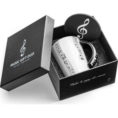 Set per duo musicale: tazza con tastiera e sottobicchiere. (1/5)