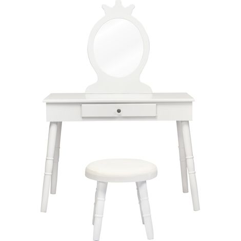 Toeletta per bambini con cassetto e sgabello 70 x 34 x 101 cm atmosfera accogliente seduta comoda MDF bianco 200011524