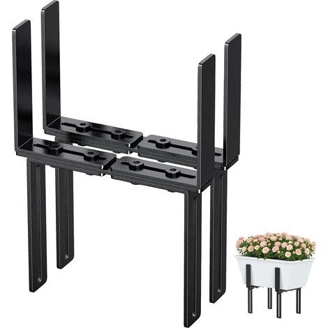 Lot de 2 supports de jardinière en forme de H, sans perçage, convient pour balustrades de balcon de 1,5 à 32 cm et jardinière de 15 à 23 cm, supports de jardinière pour balustrade de balcon (1/5)