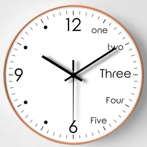 Horloge murale 30 cm chiffres anglais et arabes, design moderne, silencieuse à piles, quartz, décorative amusante pour maison bureau école salon blanc