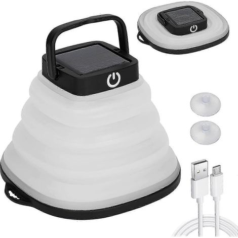 Campinglaterne, solarbetriebene LED-Lampe, zusammenklappbare LED-Laterne mit 3 Dimmstufen, Taschenlampe für Zuhause, Camping, Wandern und Angeln (1/5)