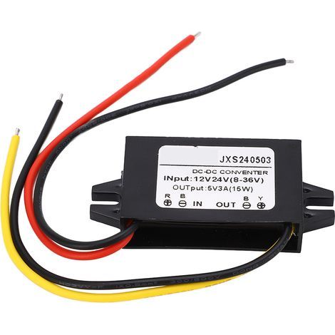 DC-Abwärtswandler, hocheffizienter 12V/24V-auf-5V-3A-Spannungswandler, IP67 wasserdicht (1/5)