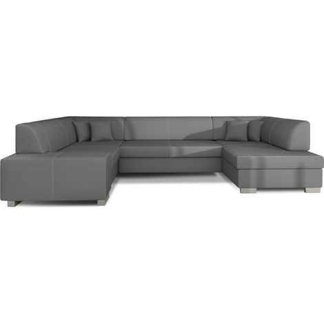 Canapé panoramique en U Gris convertible 6 places HAVANE avec couchage spacieux (1/4)