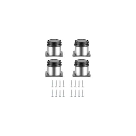 Patas ajustables para muebles (4 piezas), patas metálicas regulables en altura para mesas, armarios de cocina, patas de acero inoxidable para armarios, estantes y mesas, con tornillos (50x50 mm, plata