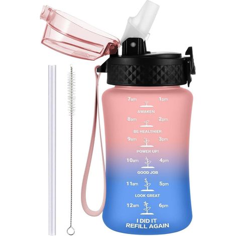 Trinkflasche Kinder Strohhalm 350ml 12oz-1 Deckel Rosa Blau (1/5)