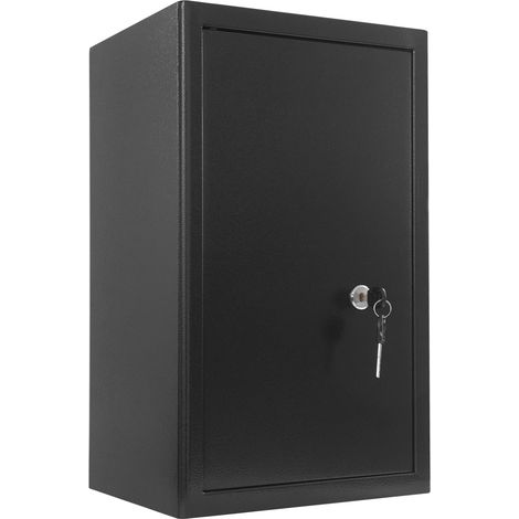 Coffre-fort mural en acier de 60 L avec clé, Boîte de Sécurité pour maison ou bureau, pour stocker des objets de valeur, documents, bijoux, de l'argent, montres, 62.5x37x31cm