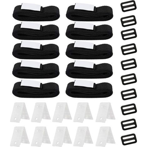 Lntyq Kit de Fixation pour Bâche Solaire de Piscine, Kit de Sangles de Couverture Solaire pour Piscine Universelles - Comprend 10 Sangles de Bobine et 10 Boucles (10 Ensembles) (1/5)
