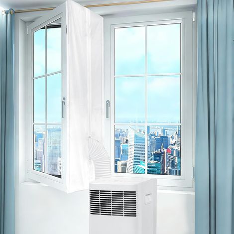 400CM Joint de Fenêtre Climatisation, Tissu De Calfeutrage pour Fenêtres pour Climatiseur Mobile et Sèche-Linge, Kit de Joint de Fenêtre Portable de avec Fermeture éclair et Fermeture Adhésiv (1/5)