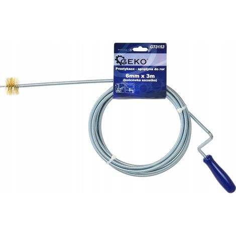GEKO G73153 disotturante a spirale per fognature, 6 mm x 3 m con spazzola