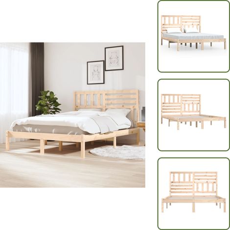 Cadre de lit sans matelas bois massif de pin 160x200 cm - Lit Plateforme - Cadre Lit Bois - Lit Double - Chambre À Coucher - Mobilier Maison (1/5)