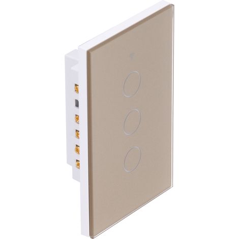 Interrupteur tactile intelligent avec télécommande, triple, norme américaine, compatible Tuya Zigbee 100–240 V, doré (1/5)