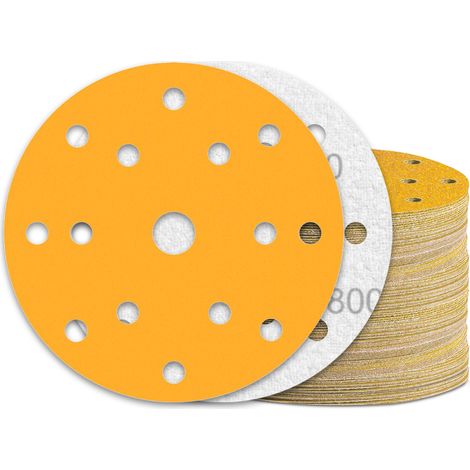 60 Disques Abrasifs 150mm Grain 800 15 Trous pour Ponceuse Excentrique