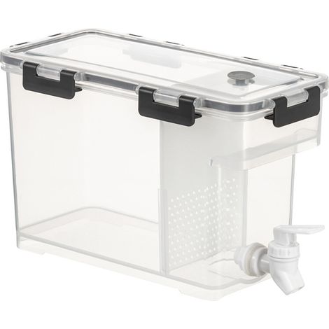 Hervidor frío con grifo - Tetera de frutas para refrigerador de 4 litros, cubo de limonada, tetera de frutas para refrigerador, dispensador de bebidas congeladas de gran capacidad para acampar, hogar (1/5)
