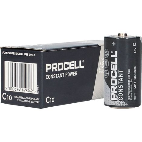 Scatola da 10 batterie alcaline Procell Industrial LR14 (C). (1/2)