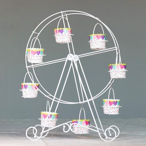Présentoir à cupcakes en métal en forme de grande roue, idéal pour les mariages, les anniversaires et autres fêtes. (1/5)