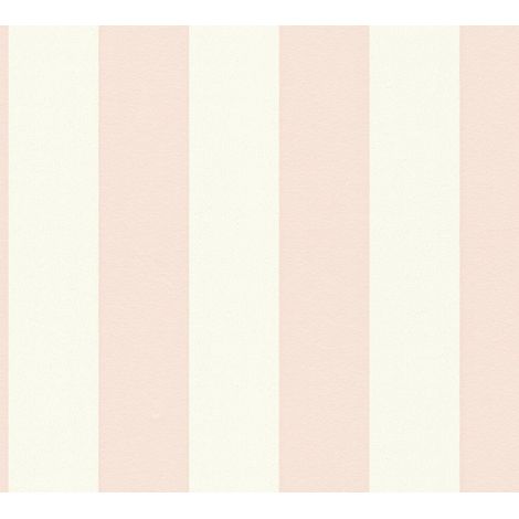 A.S. Creations – Papier peint intissé rayures blanc et rose – Tapisserie pour chambre d'enfant – Décoration murale moderne – Made in Germany