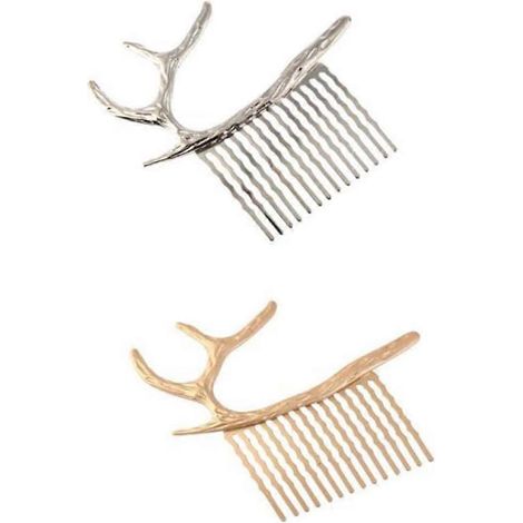 Lot de 2 peignes à cheveux en alliage, pinces à chignon françaises, accessoire de Noël, épingles à cheveux en forme de corne de faon. (1/4)