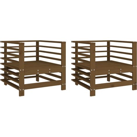 Lot de 2 Chaises de jardin,Chaise d'extérieur marron miel bois massif de pin CFW8666665 (1/5)