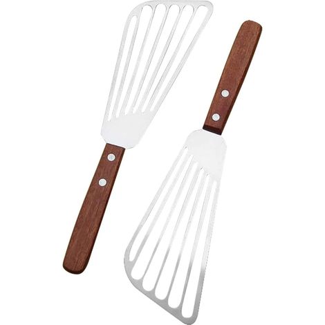 Lot de 2 spatules à poisson avec manche en bois – lame de 16,5 cm (1/5)