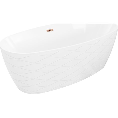Mexen Olea baignoire autoportante motif 170 x 80 cm, blanc, trop-plein or rose - 52821708000-60 (1/5)