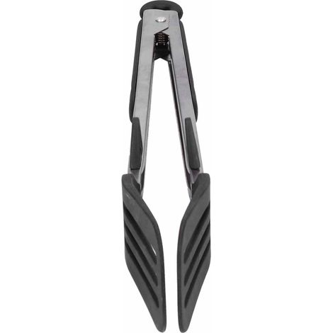 Küchenzange aus Edelstahl und Silikon, Steak- und Grillzange, Grillbesteck, 30 cm, schwarz, 2er-Set (1/5)