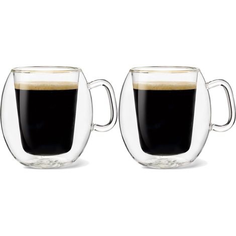 Set 2 Tazze termiche 30cl doppia parete in Vetro cappuccino te' caffe americano Borosilicato Fatto a Mano – Thermic Glass Drink & Design (1/4)
