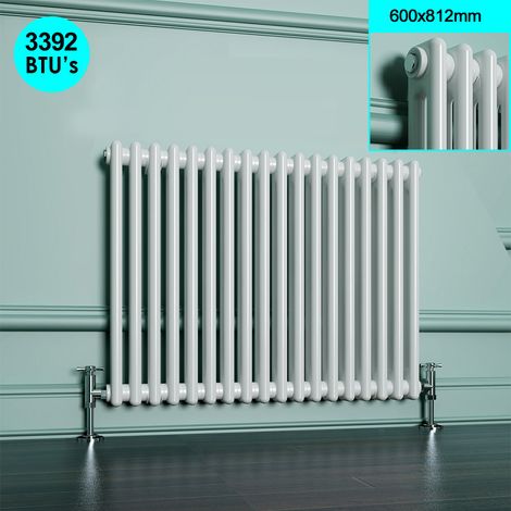 ELEGANT Radiator White Double Column 600 x 812 mm Traditional Horizontal Cast Iron Style (1/4)