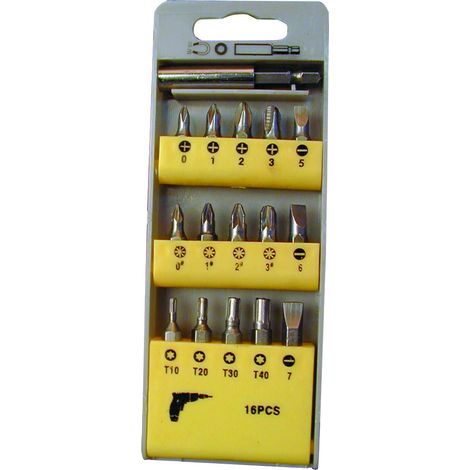 TEC HIT 321160 - Jeu de 16 Embouts de Vissage - Coffret à Douille de Tournevis - En Acier -Inoxydable - Gris