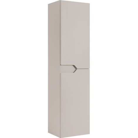 Furnidea - Meuble colonne de salle de bain suspendu MODERN cachemire 36 x 136 cm - 2 portes, façade lisse (1/5)