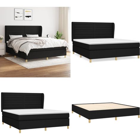 Boxspringbett mit Matratze Schwarz 180x200 cm Stoff - Boxspringbett - Doppelbett - Schlafsystem - Lattenrost - Bettrahmen - Home & Living