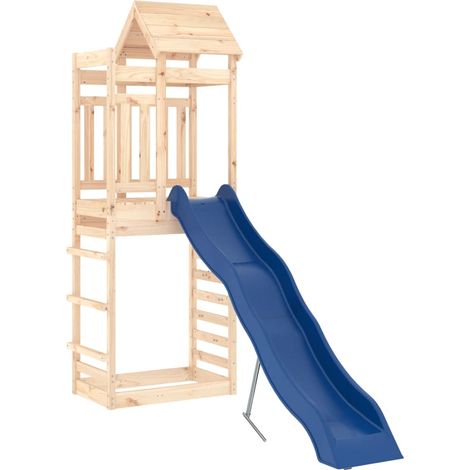 Aire de jeux d'extérieur balançoires toboggan portiques robuste jeux jardin 237 x 90 x 239 cm bois de pin massif (1/5)