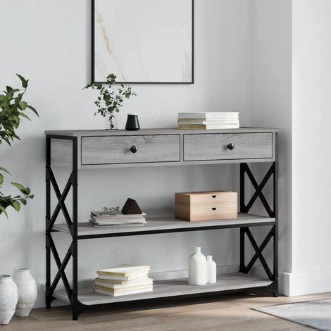 vidaXL Tavolo Consolle Grigio Sonoma 100x28x75 cm in Legno