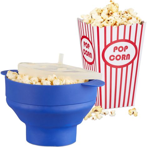 Set 49 Per Popcorn, Ciotola Blu Pop-Corn Maker, Sacchettini, Preparazione In Microonde, senza BPA, Serata Cinema (1/5)