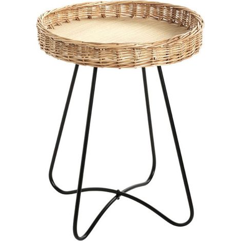 Table d'Appoint Osier "Irène" 51cm Naturel & Noir (1/4)