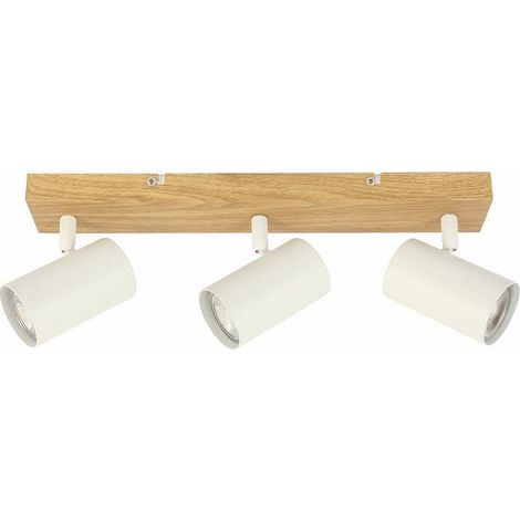 Plafoniera Reality Quentin 3 faretti GU10 bianco/legno (1/3)