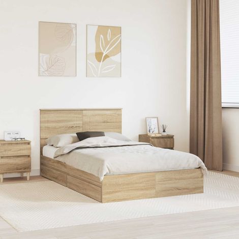 Aufbewahrungsbett Sonoma-Eiche 120 x 200 cm Holzwerkstoff