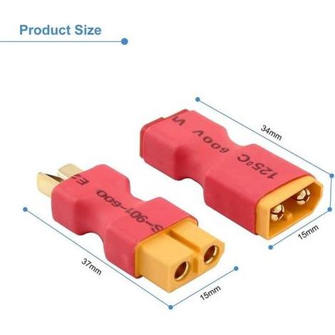 4 Pièces XT60 Femelle à Mâle Deans T Connecteur Adaptateur sans Fils RC LiPo Connecteurs de Batterie (1/5)