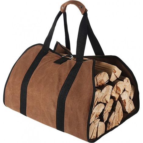 Sac à bûches droit 92cm x 48,5cm – Toile résistante – Capacité élevée pour bois de chauffage – Transport et stockage facile (1/5)