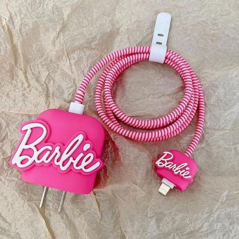 Protège-câble Barbie rose pour chargeur iPhone, motif Barbie Kawaii 3D, protection pour câble de données USB, ligne de données (1/5)