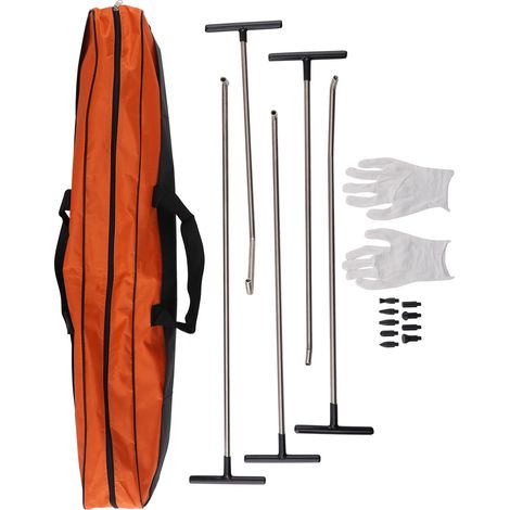 16Pcs Paintless Dent Repair Kit Stainless Steel PDR Rods Gloves Tool Bag