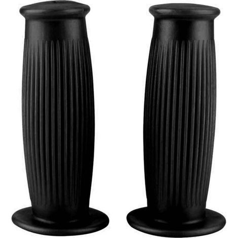 Paire de poignées de guidon universelles vintage en TPU pour moto, 1 pouce (25/28 mm), noires-Crezuo