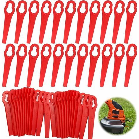 Red Plastic Grass Trimmer, 60pcs Cutting Blades, Plastic Cutting Blades, Plastic Lawn Mower Blades, Lawn Mower Accessories, Replacement Plastic Blades for Grass Trimmer (1/5)