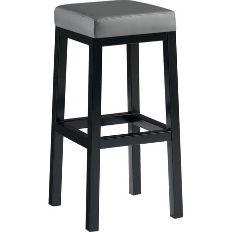 Sgabello da bar x1 seduta quadrata rivestita in similpelle grigia altezza seduta 83 cm struttura in metallo nero 100005993