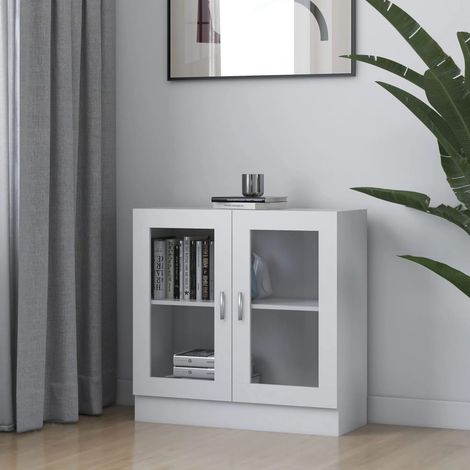 Bibliothèque Étagère de Rangement - Armoire à vitrine pour Bureau Salon Chambre Cuisine Blanc 82,5x30,5x80 cm Aggloméré BV372557 - BonneVie (1/5)
