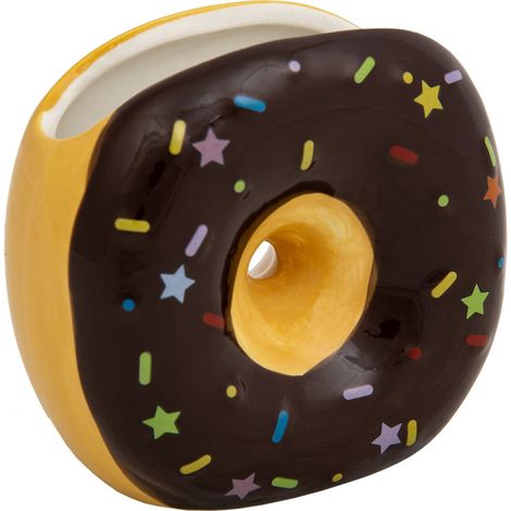 Porta lápices donut de cerámica marrón 11x6,5x11 (1/5)