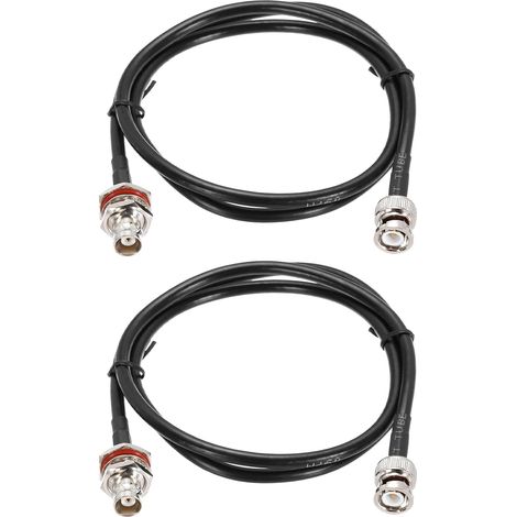 2PCS Câble Coaxial RG58 3ft/0.9 M, Câble Coaxial BNC Mâle À BNC Femelle 50 Ohm Faible Perte Pour CB Radio, Ham Radio, Antenna Analyzer (1/5)